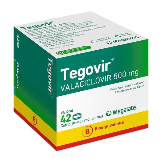 Tegovir 500 mg x 42 Comprimidos Recubiertos, , large image number 0