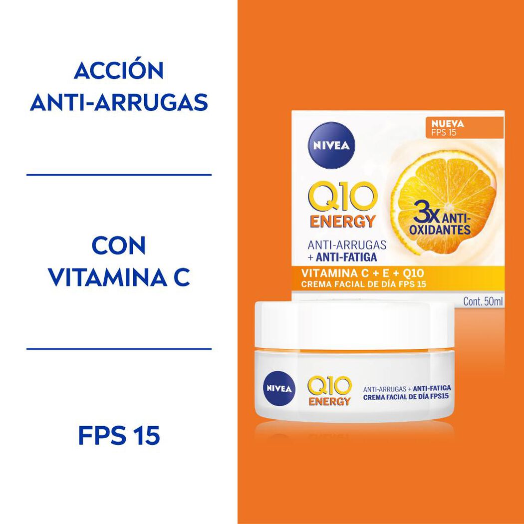Crema Nivea Q10 Energy Dia Anti Arrugas Vitamina C 50 mL, , large image number 1