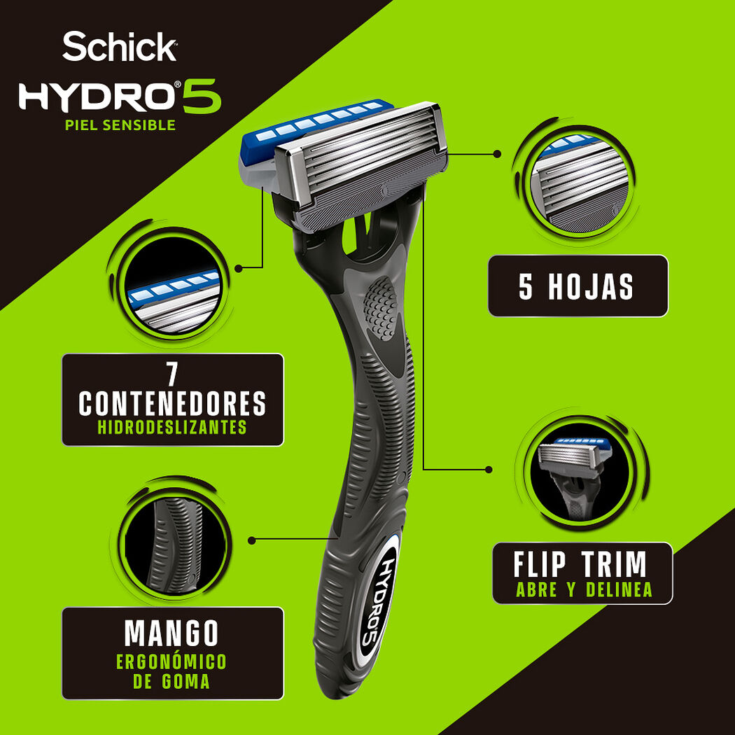 Maquina de Afeitar Schick Hydro 5 Piel Sensible 2 un, , large image number 1