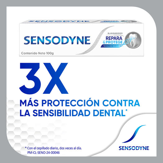 Sensodyne Repara & Protege Blanqueador Crema Dental para Dientes Sensibles, Tamaño Mega, 2x100g, , large image number 3
