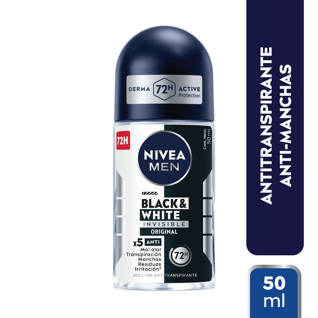 Desodorante Roll On Nivea Men Black & White 50 ml, , large image number 0