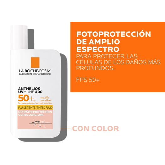 Protector Solar Rostro Anthelios UV Mune 400 FPS50+ Con Color 50 ml, , large image number 2