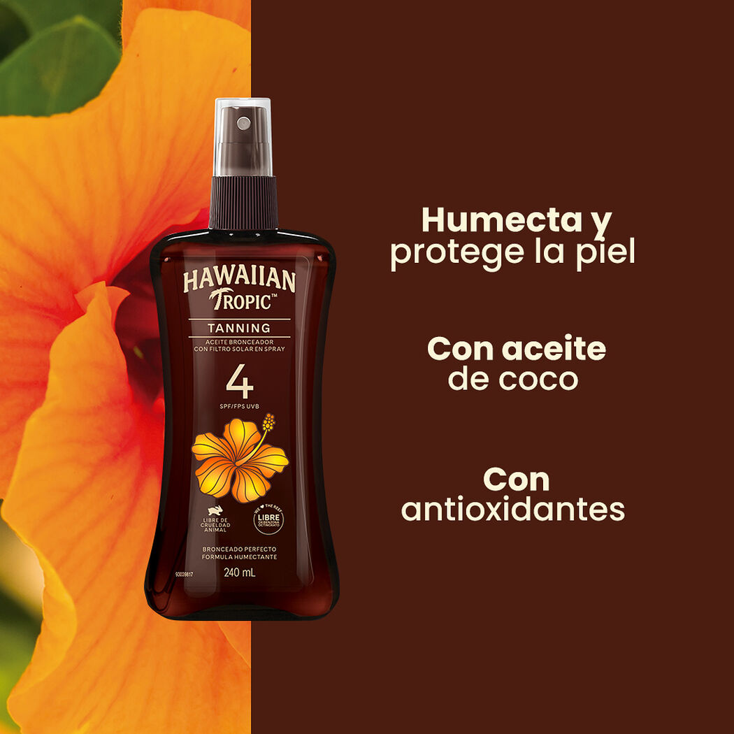 Bronceador Hawaiian Tropic Spray FPS 4 240 mL, , large image number 1
