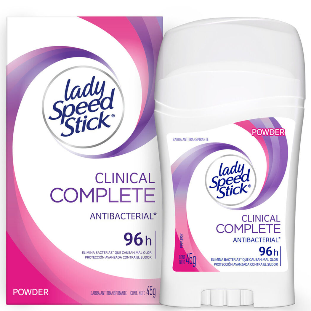 Desodorante Lady Speed Stick Clinical Complete Antibacterial Powder Barra 45 g, , large image number 2