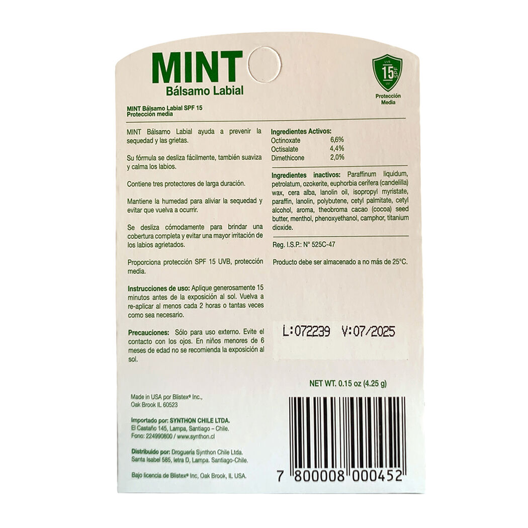 Bálsamo Labial Blistex Menta FPS 15 4, , large image number 3