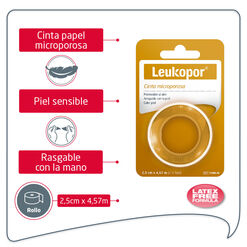 Leukopor Tela Adhesiva Microporosa 2.5cm x 4.5mts.