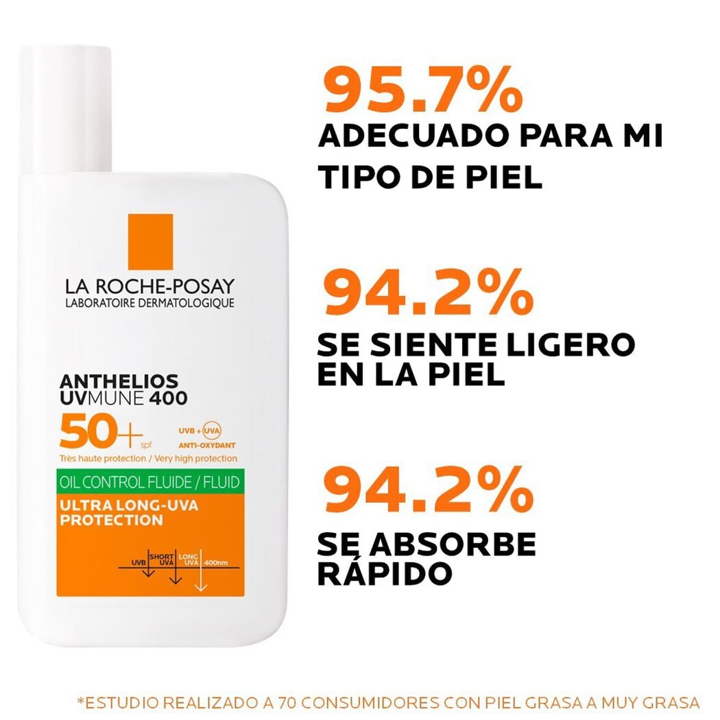 Protector Solar Rostro Anthelios UV Mune 400 Oil Control Fluid FPS50+ 50 mL, , large image number 2