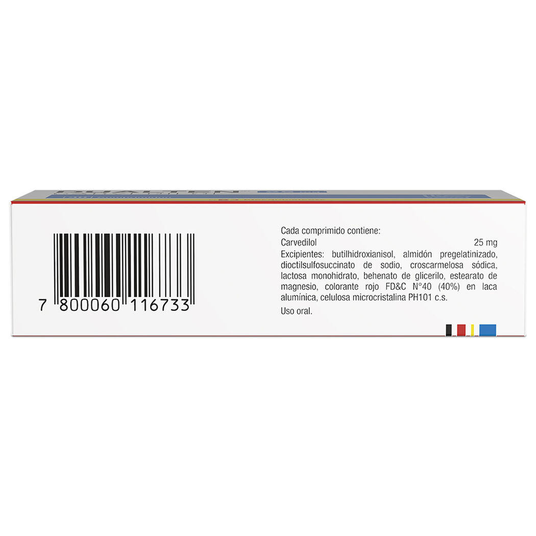 DUALTEN Carvedilol 25 mg 30 comprimidos, , large image number 1