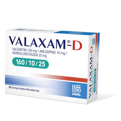 Valaxam-D 160 mg/10 mg/25 mg x 30 Comprimidos Recubiertos