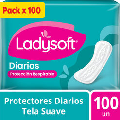 Protector Diario Ladysoft Protecci&oacute;n Respirable Tela Suave 100 un
