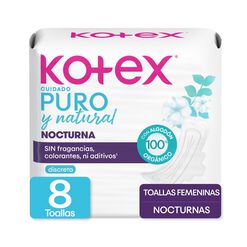 Toalla Higiénica Kotex Ultrafina Nocturna Puro Natural X8 Un