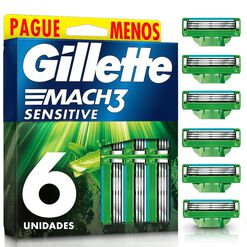 Repuesto Máquina de Afeitar Gillette Mach3 Sensitive 6 un