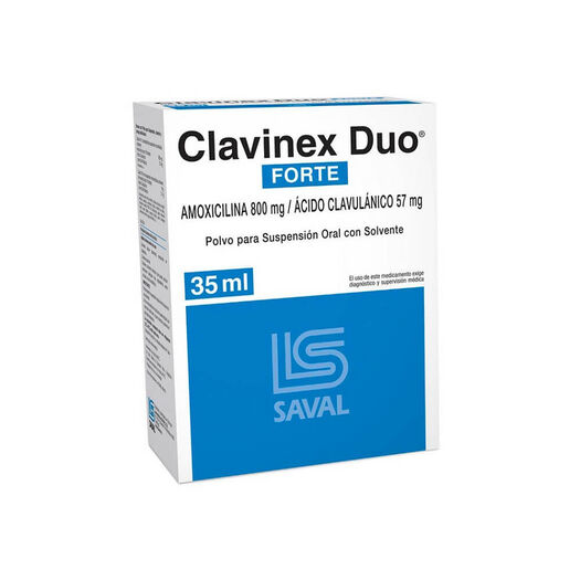 Clavinex Duo Forte 800 mg/57 mg/5 ml x 35 ml Polvo para Suspensión Oral con Solvente, , large image number 0