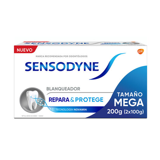Sensodyne Repara & Protege Blanqueador Crema Dental para Dientes Sensibles, Tamaño Mega, 2x100g, , large image number 1