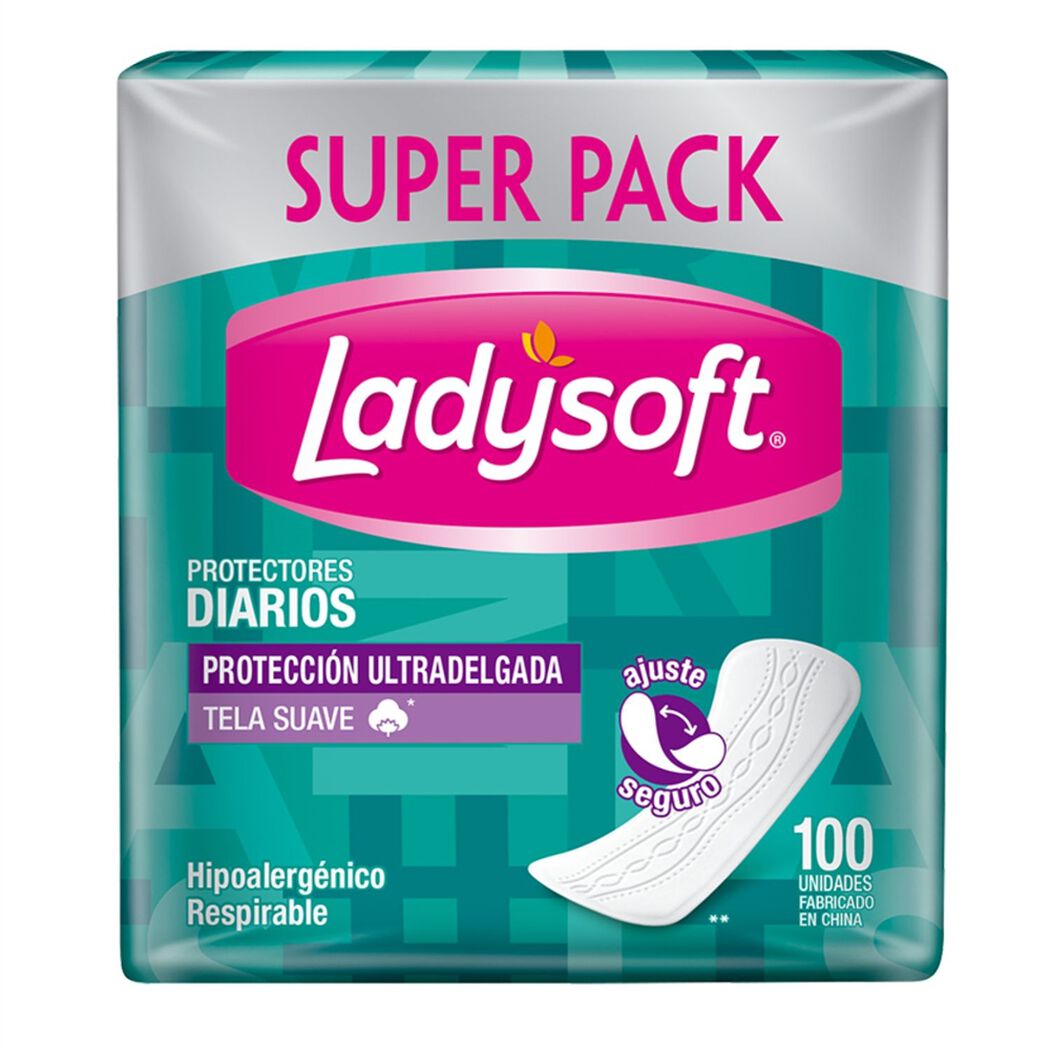 Protector Diario Ladysoft Ultra Delgada Tela Suave 100 un, , large image number 1