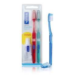 Cepillo de Dientes Vitis Duplo Medio 2 un + Pasta Dental Aloe 1 un