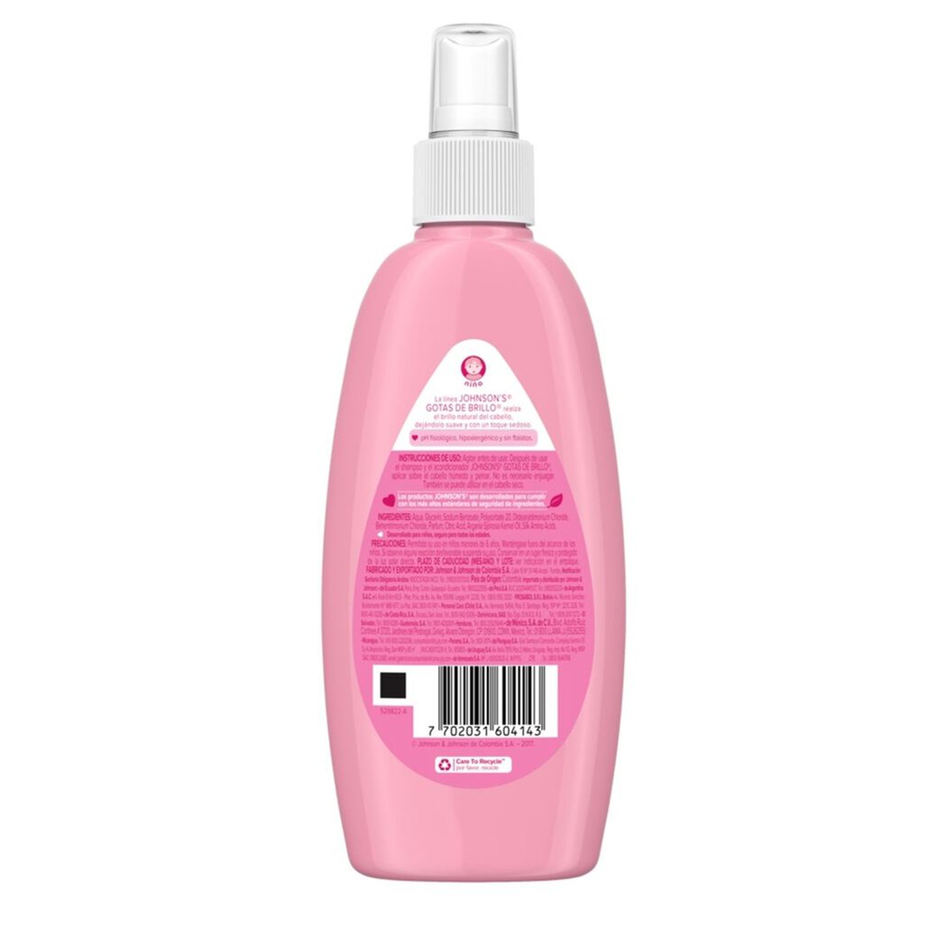 Spray Johnsons Desenredante Baby Gotas de Brillo 200 mL, , large image number 2