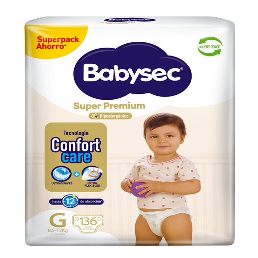 Pañales Babysec Super Premium G 136 un, , large image number 1