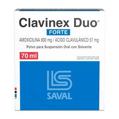 Clavinex Duo Forte 800 mg/57 mg/5 ml x 70 ml Polvo para Suspensi&oacute;n Oral con Solvente