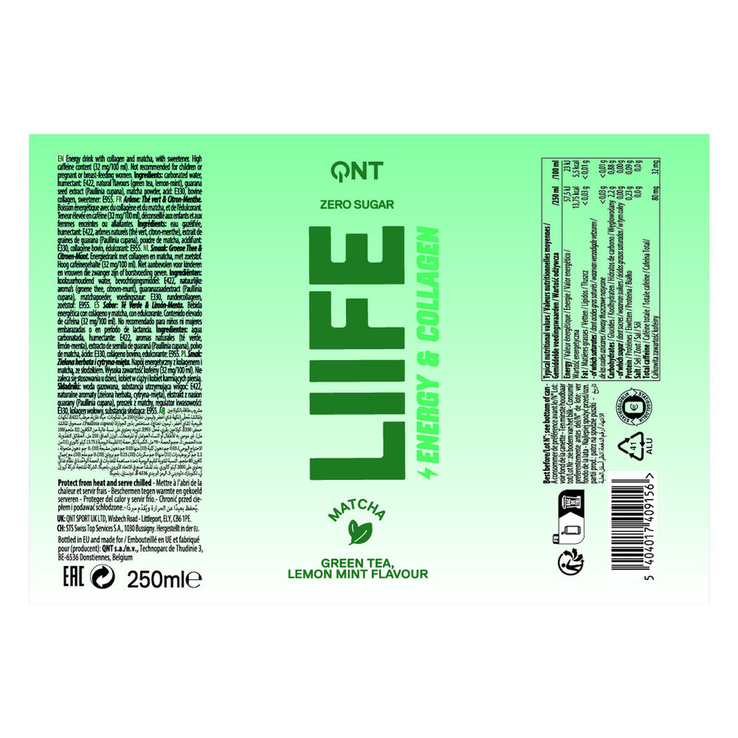 Energizante QNT Marcha Collagen sabor T&eacute; Verde, Menta y Lim&oacute;n 250 ml, , large image number 1