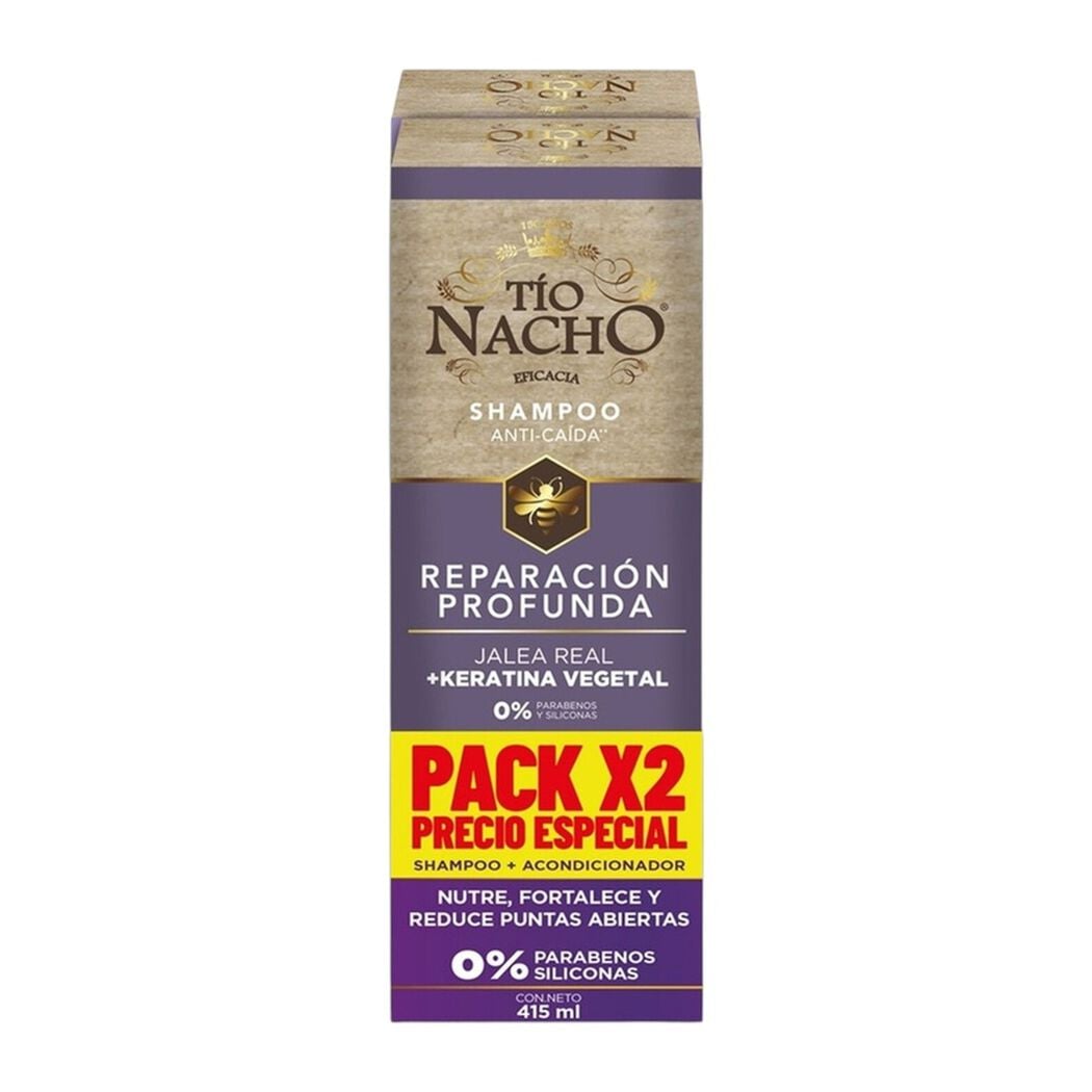 Shampoo + Acondicionador Tio Nacho Reparacion Profunda con Keratina 415ml c/u, , large image number 0