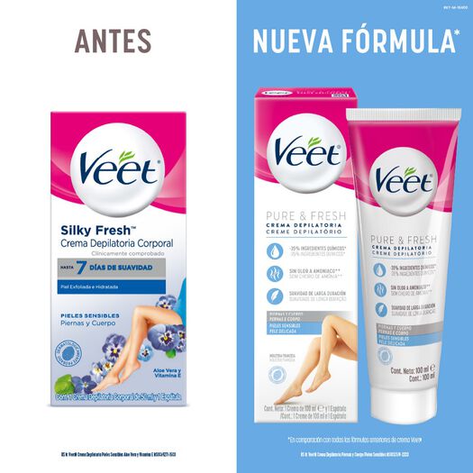 Veet Crema Depilatoria Corporal Piel Sensible 100 ml, , large image number 1