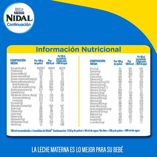 Fórmula Láctea Nidal Continuación 800 g, , large image number 3