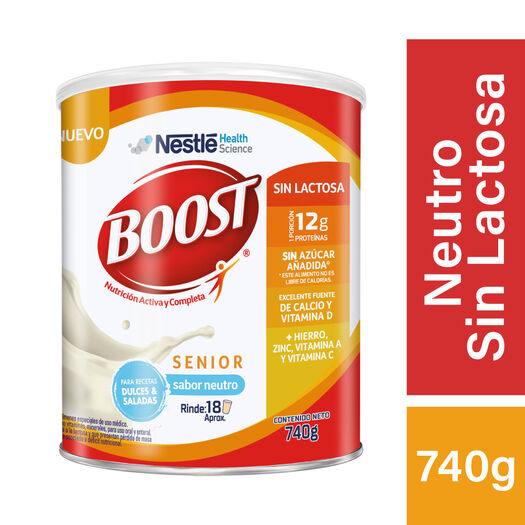 Alimento en Polvo Boost Senior Sin Lactosa Sabor Neutro 740g , , large image number 0