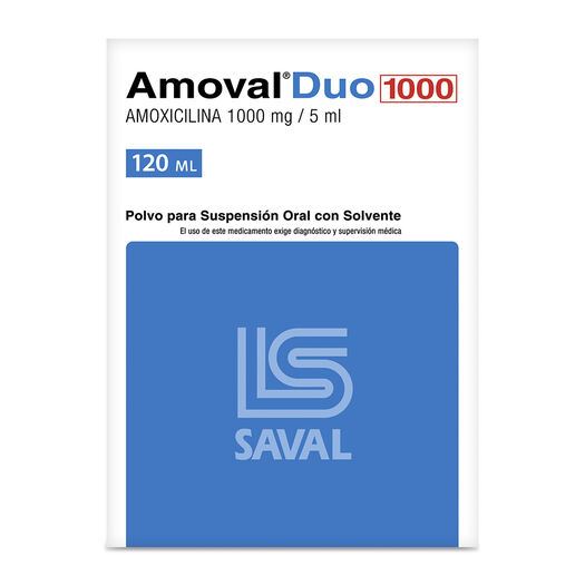 Amoval Duo 1000 mg/5ml x 120 ml Polvo para Suspensión Oral con Solvente, , large image number 0