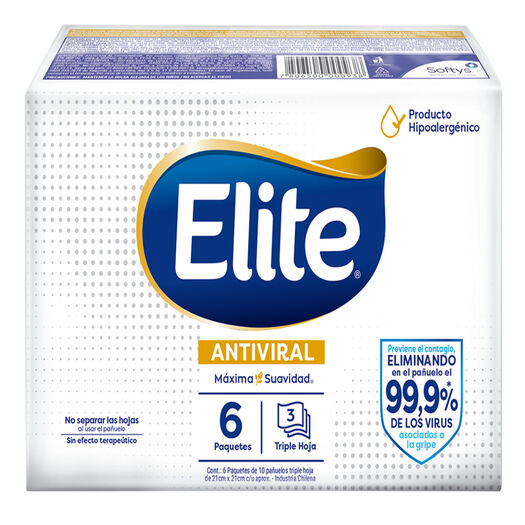 Elite Pañuelo Desechable Antiviral x 6 Unidades, , large image number 1