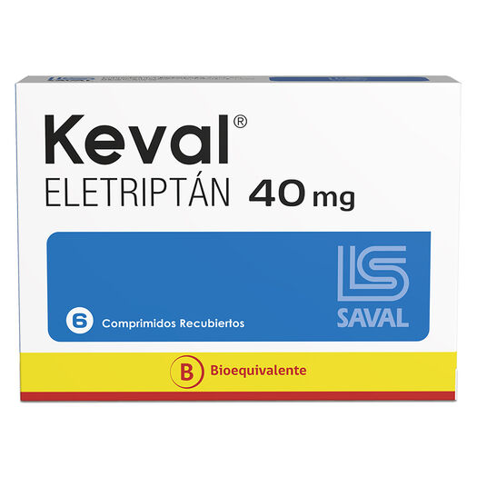 KEVAL Eletriptán 40 mg 6 comprimidos, , large image number 0