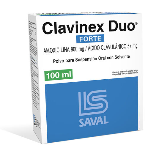 Clavinex Duo Forte 800 mg/57 mg/5 ml x 100 ml Polvo para Suspensión Oral con Solvente, , large image number 0