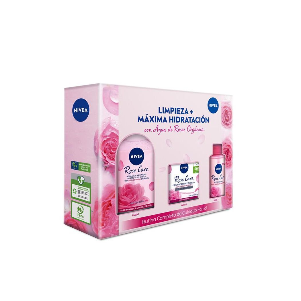NIVEA Pack Roses Care Agua Micelar 400ml + Crema Día 50ml + Mist 150ml, , large image number 2