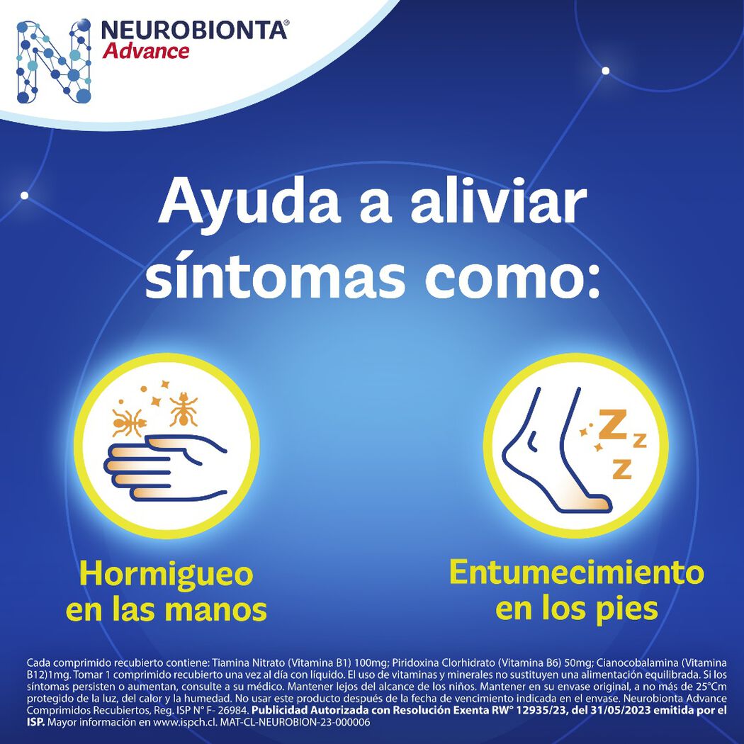 Neurobionta Advance Vitaminas del Complejo B 30 Tabletas, , large image number 1