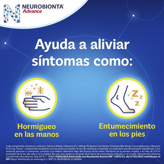 Neurobionta Advance Vitaminas del Complejo B 30 Tabletas, , large image number 1