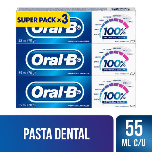 Pack Pasta Dental Oral B 100% 3x55ml, , large image number 0