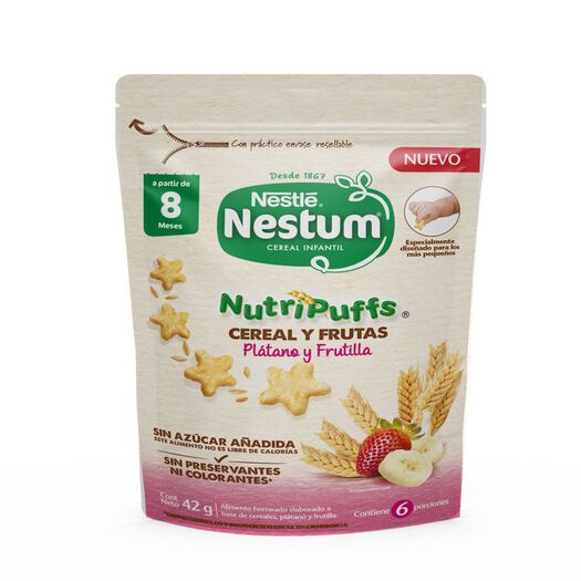 Nestum NutriPuffs Plátano Frutilla 42g , , large image number 0