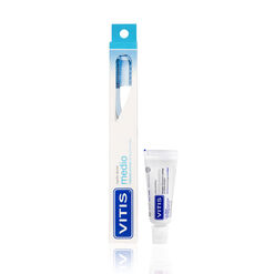 Vitis Cepillo Dental Medio Con Pasta Blanqueadora 20 g x 2 Unidades