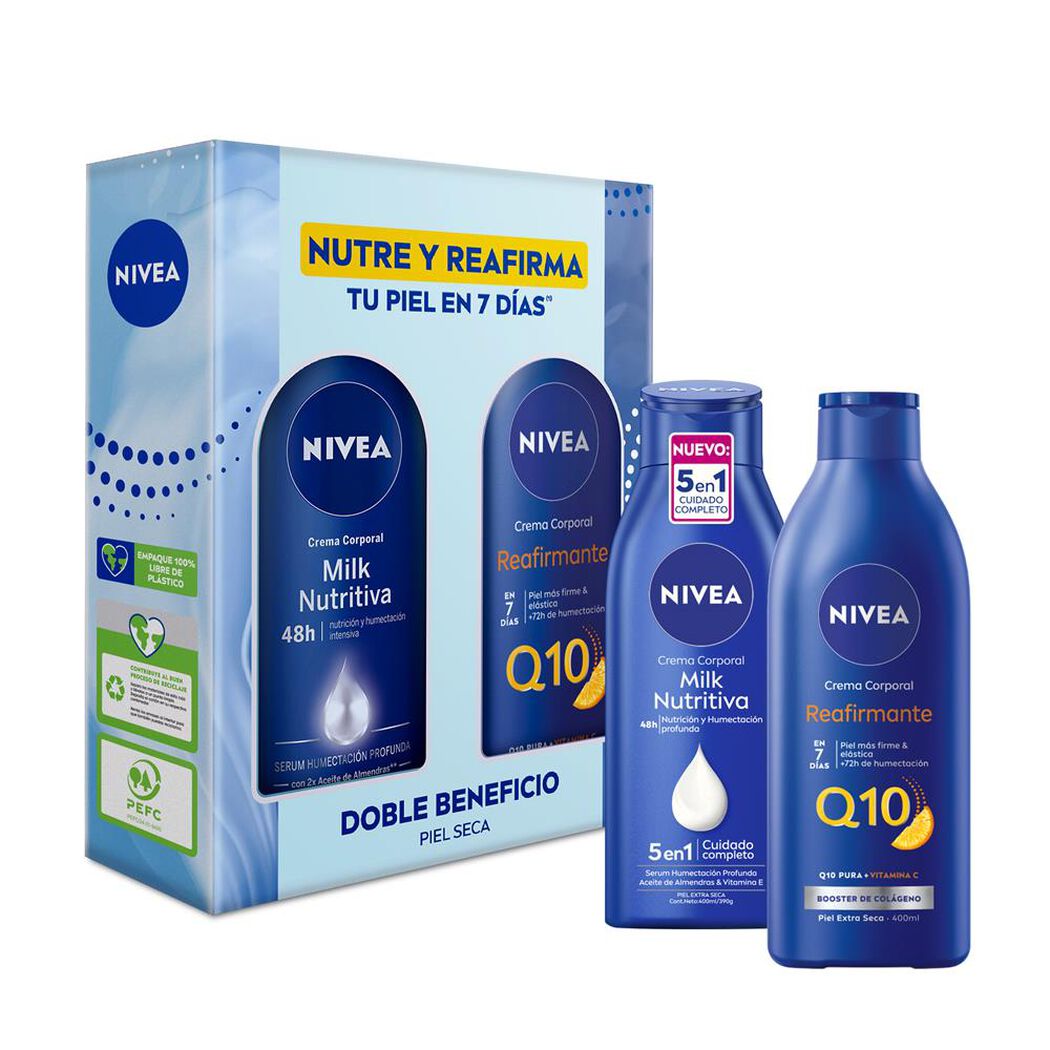 NIVEA Pack Crema Corporal Milk Nutritiva 400ml + Milk Q10 400ml, , large image number 0
