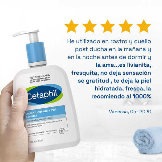 Loción limpiadora facial cetaphil para pieles sensibles 473ml, , large image number 2