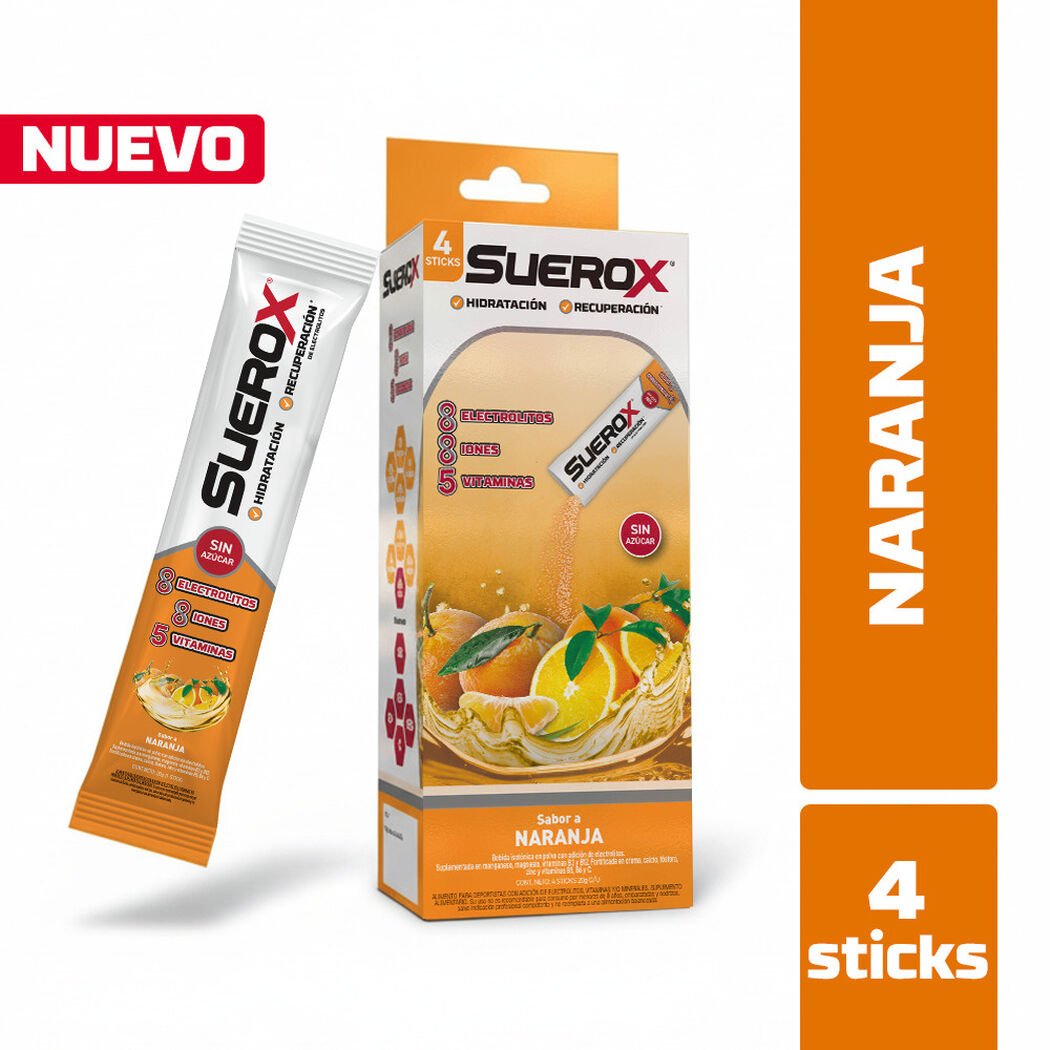 Suerox Polvo Ar&aacute;ndano Naranja Pack 4 Unidades de 80g (Sin azucar), , large image number 0