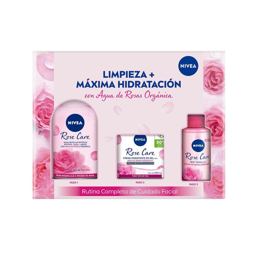 NIVEA Pack Roses Care Agua Micelar 400ml + Crema Día 50ml + Mist 150ml, , large image number 1