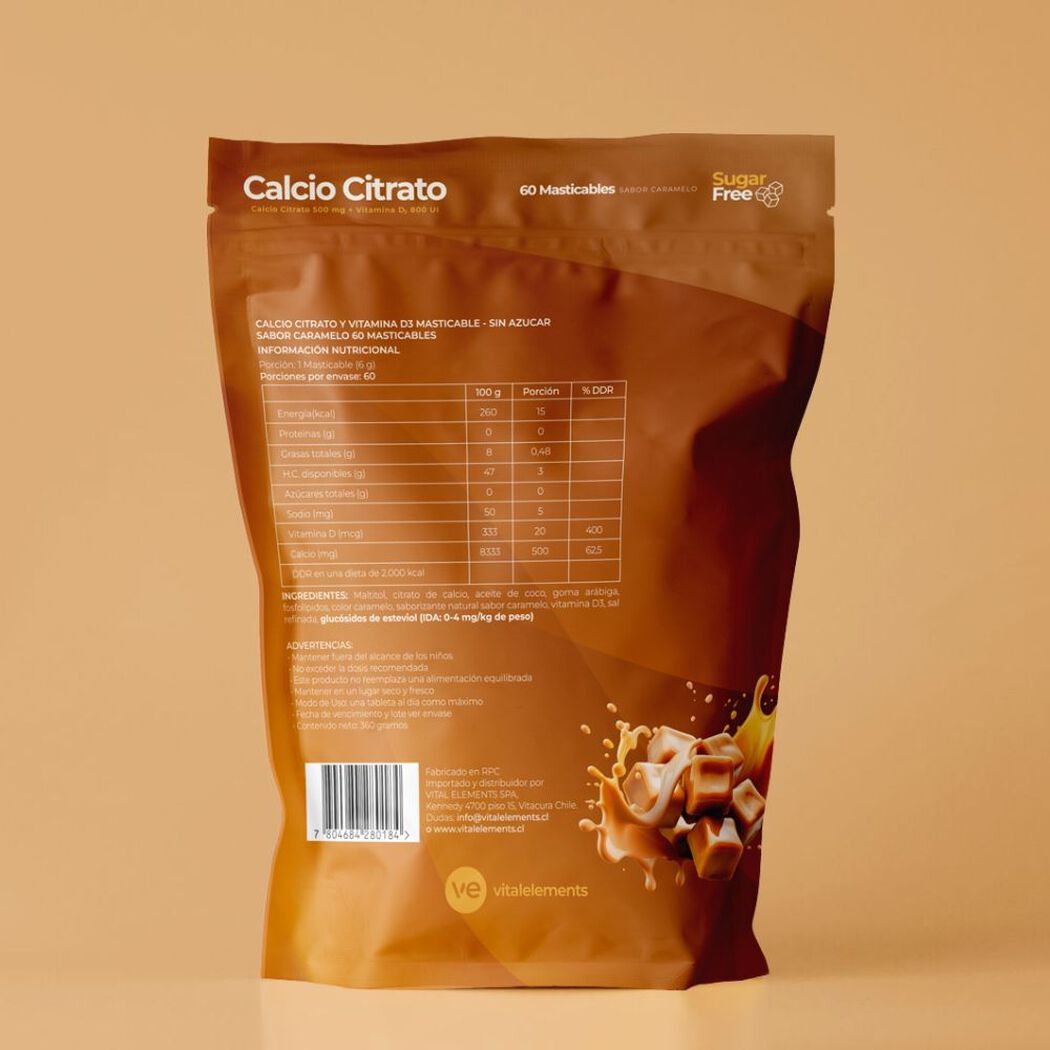 Calcio Citrato + Vitamina D3 VitalBones Sabor Caramelo x 60 masticables, , large image number 1
