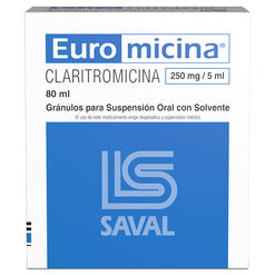 Euromicina 250 mg/5 ml x 80 ml Granulos para Suspension Oral con Solvente