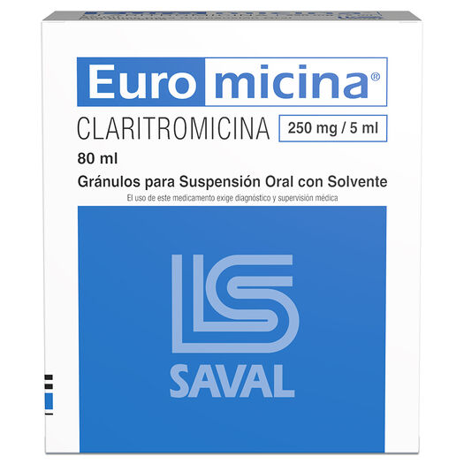 Euromicina 250 mg/5 ml x 80 ml Granulos para Suspension Oral con Solvente, , large image number 0