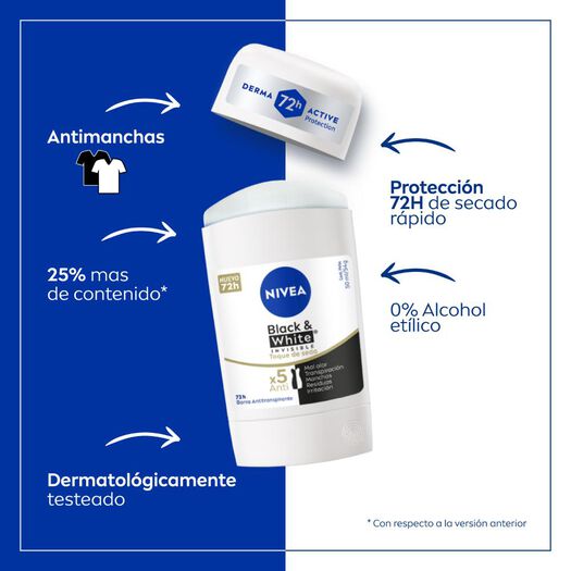 Desodorante NIVEA Barra Black Toque de seda Femenino 54g, , large image number 2