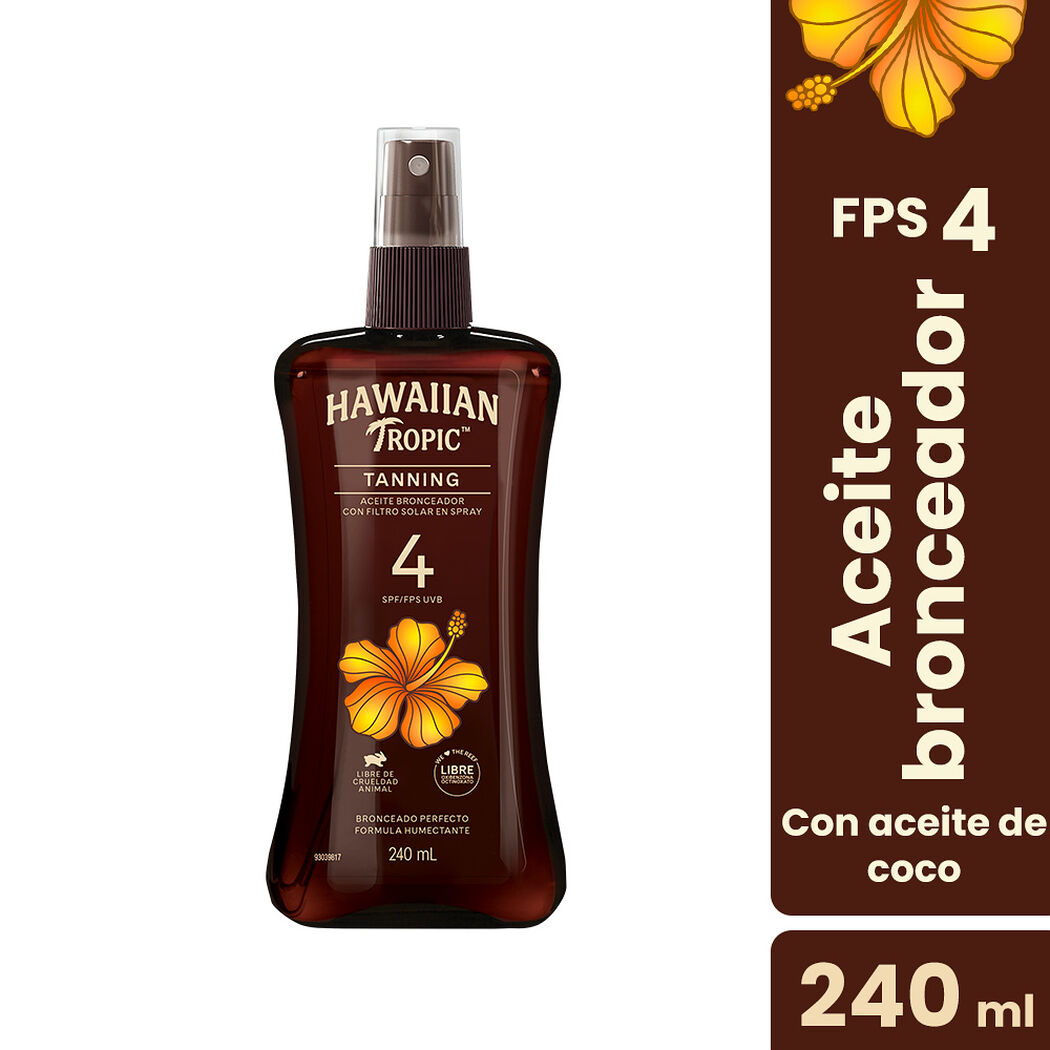 Bronceador Hawaiian Tropic Spray FPS 4 240 mL, , large image number 0