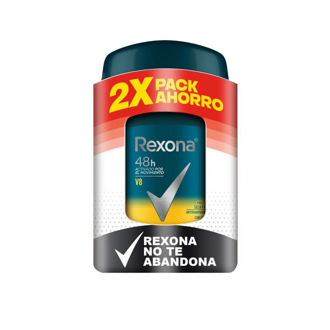 Pack 2 Rexona Desodorante Barra V8 50gr, , large image number 1