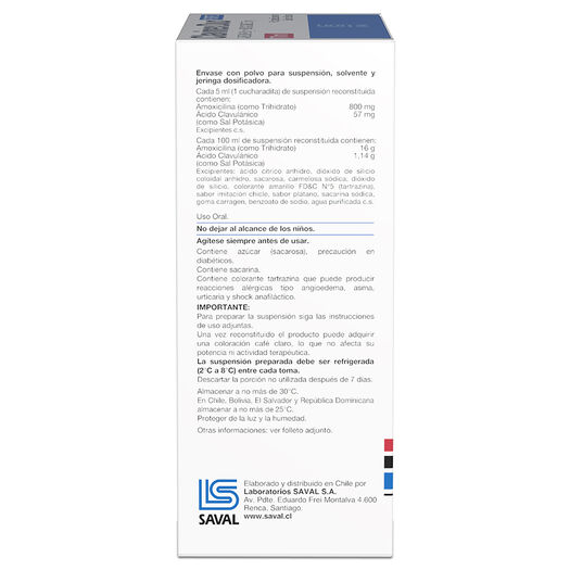 Clavinex Duo Forte 800 mg/57 mg/5 ml x 70 ml Polvo para Suspensión Oral con Solvente, , large image number 1