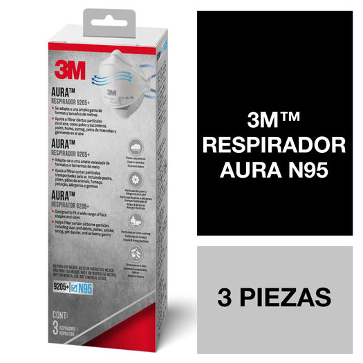 Respirador Aura N95 3M, 3 mascarillas, , large image number 0